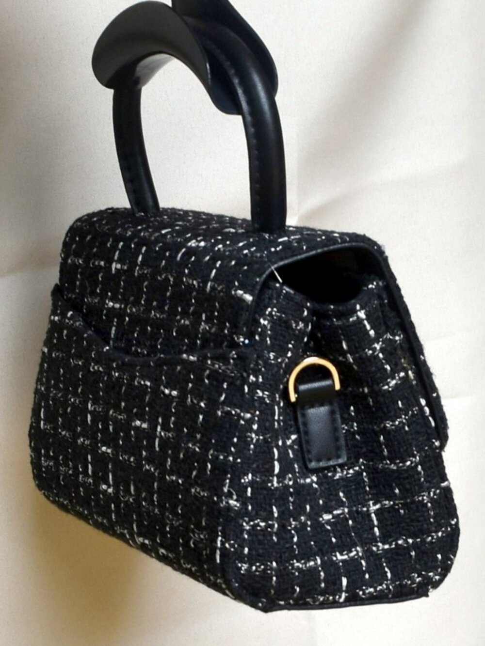Jason Wu Mini Tweed Top Handle Crossbody Bag Black Lurex Woven Texture - Picture 10 of 15